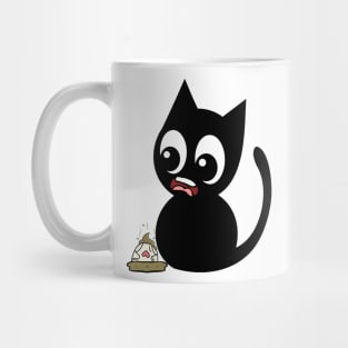 Funny black Cat steps on a dirty diaper Mug